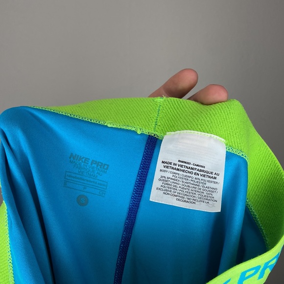 Nike Pro DriFit Blue Green Capri Leggings Size Small Womens Exercise Pants - Picture 5 of 6